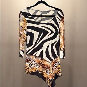Frank Lyman Design Zebra and Leopard Print Top